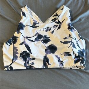 Athleta navy purple and White Floral sports bra